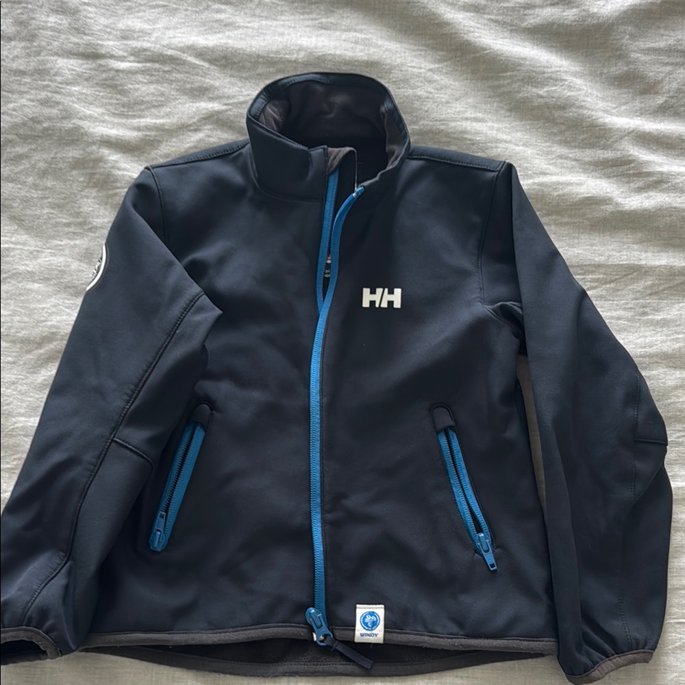 Helly Hansen Navy Jacket with Bright Blue Zippers